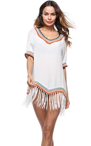 4715-1Bohemian Tassel Womens Swimwear Beachwe
